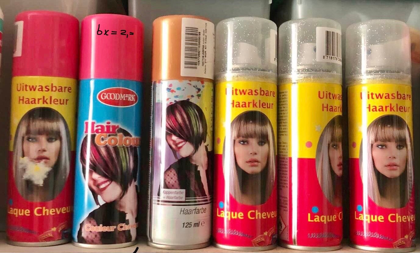 6 spuitbussen haar verf glitter nw, Ophalen of Verzenden, Nieuw