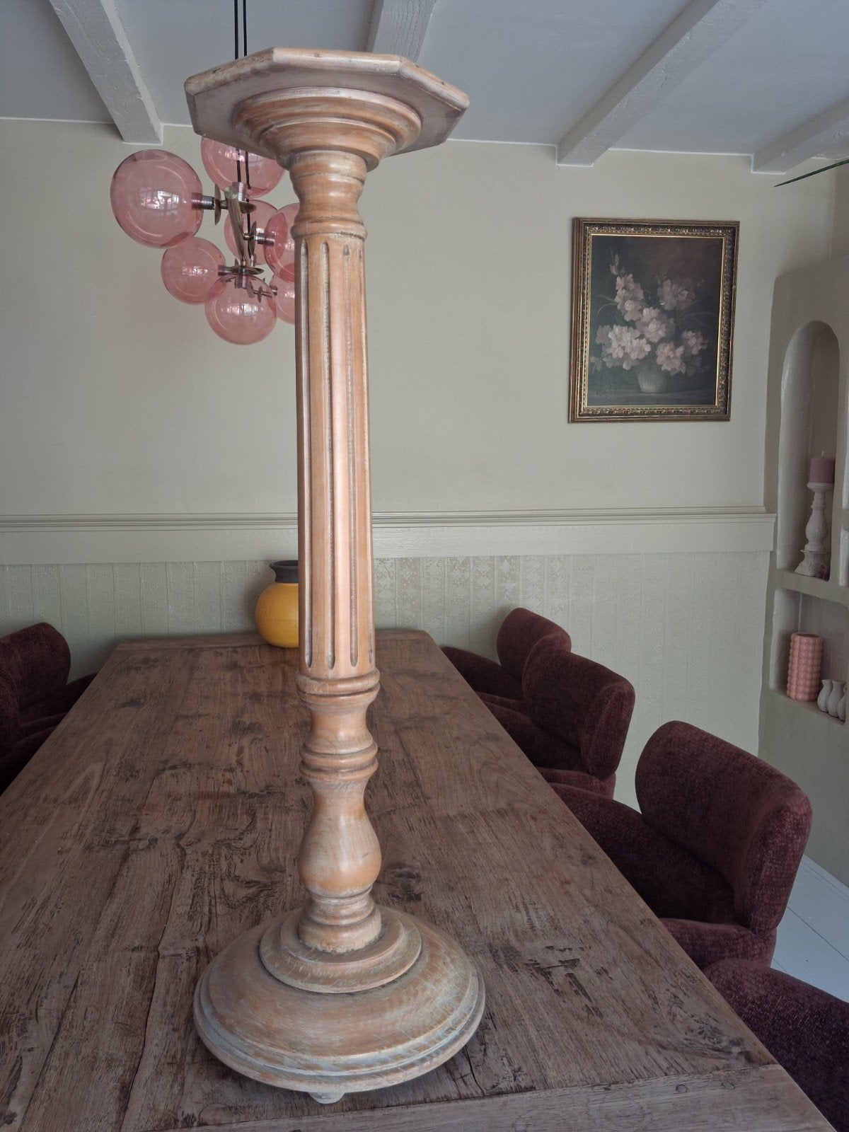 Massieve houten sokkel/piedestal, Rossato, 1983, Ophalen