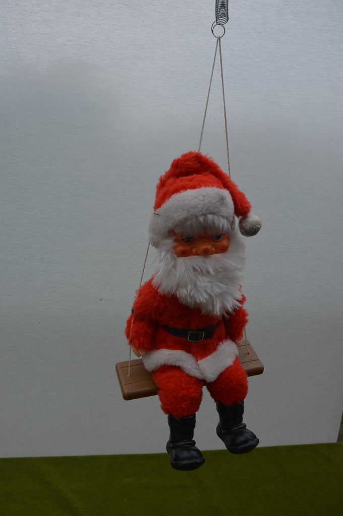 oud winkelmateriaal: vintage kerstman op schommel aan veer, Ophalen of Verzenden, Gebruikt