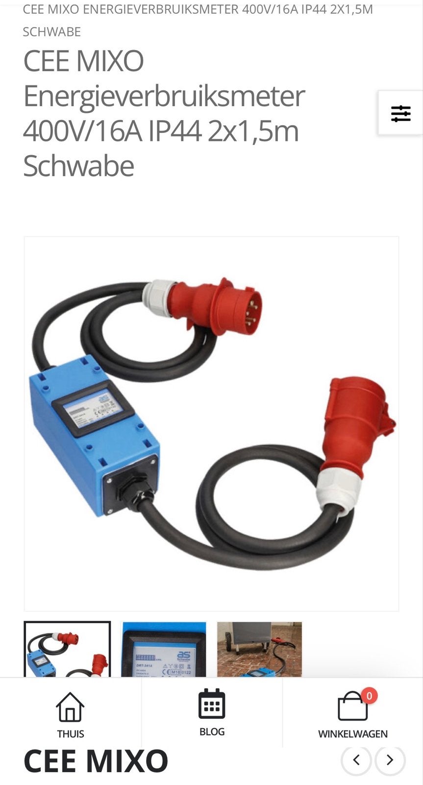 Schwabe CEE MIXO Energiemeter 400V/16A IP44 2x1,5m, Ophalen of Verzenden, Zo goed als nieuw, Overige merken, Overige typen