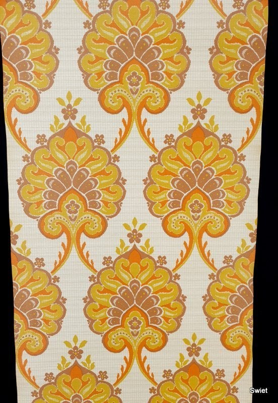 13290 Vintage barok behang in terra en oker tinten swiet, Ophalen of Verzenden, Beige