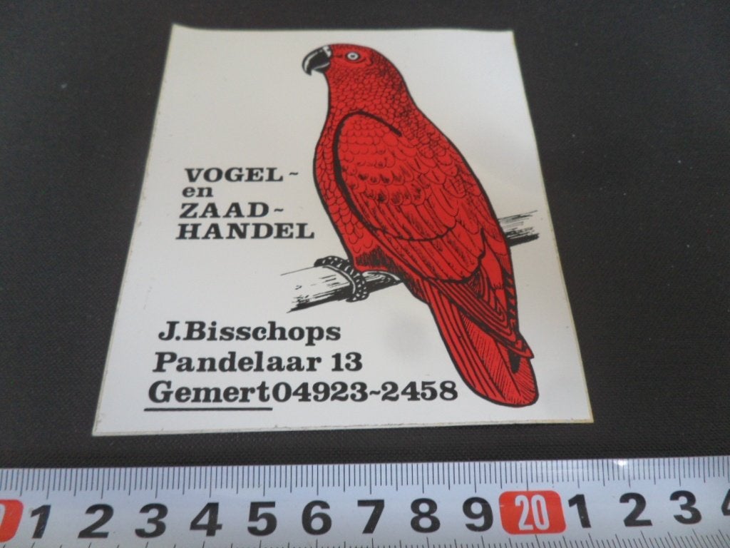 sticker gemert J BISSCHOPS vogel- en zaadhandel, Verzamelen, Ophalen of Verzenden, Zo goed als nieuw