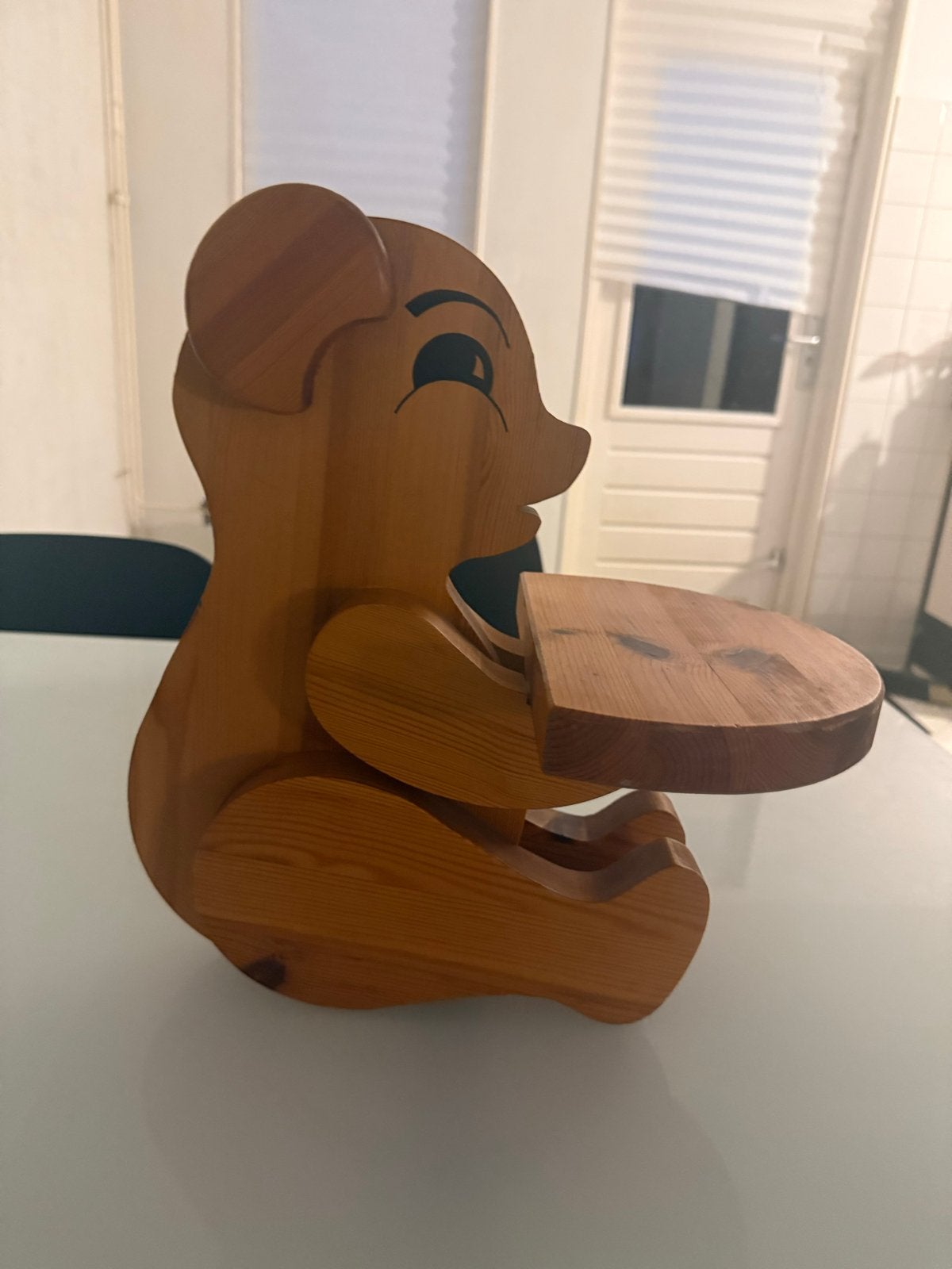 Houten beertje met dienblad - Vintage decoratie, Antiek en Kunst, Ophalen of Verzenden