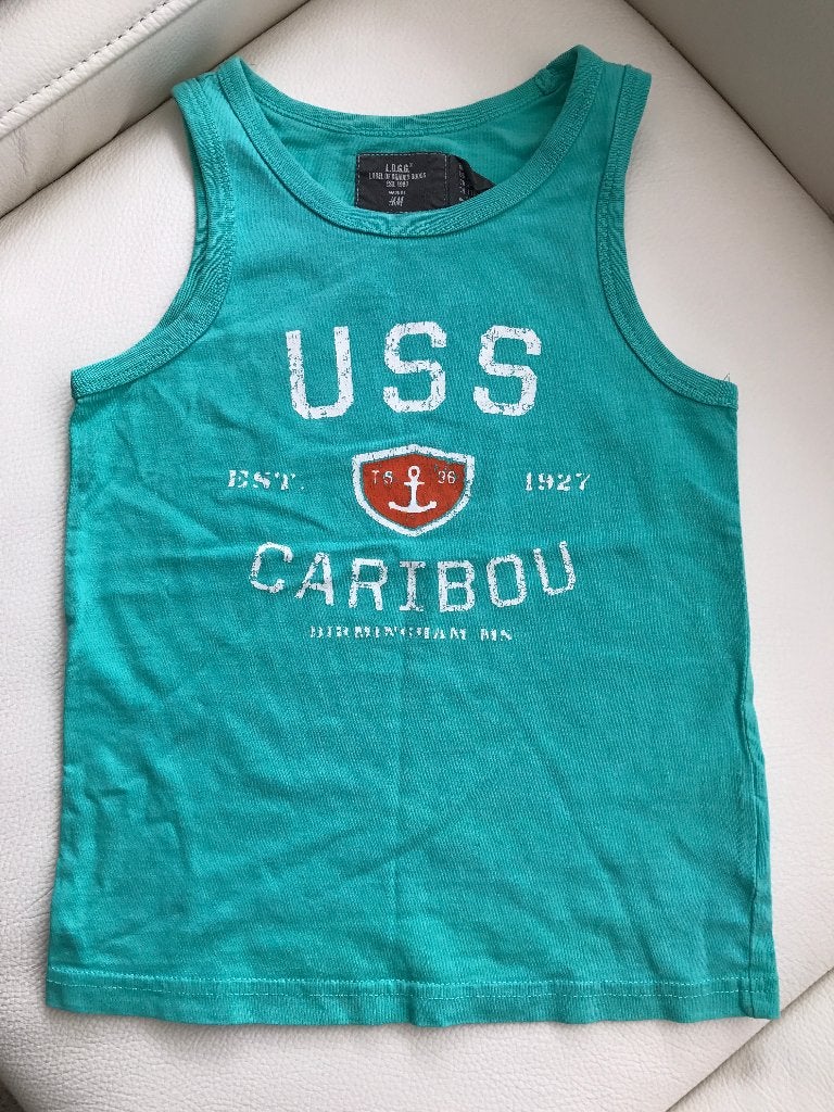 H&M turquoise navy singlet zomerhemd hemd tanktop 98-104, H&M, Nieuw, Ophalen of Verzenden, Shirt of Longsleeve