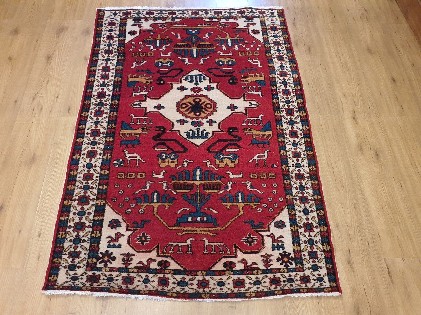 Vintage handgeknoopt perzisch tapijt meshkin 158x111, Info@SlatsAntiek.nl, Tweedehands, 100 tot 150 cm, Perzisch