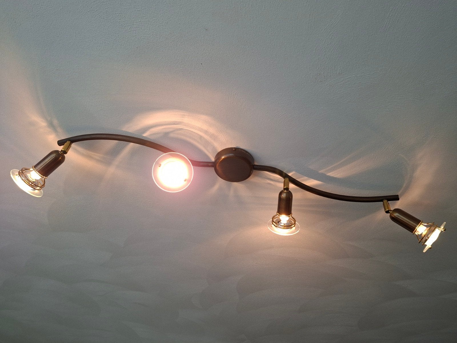 Massive Plafondspot met 4 E14 fittingen - Brons/Glas, Ophalen, Gebruikt, Verstelbaar, 93 cm