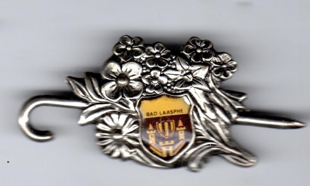 BROCHE WAPEN BAD LAASPHE WANDELSTOK ALPENBLOEMEN (A6), Ophalen of Verzenden, Gebruikt, Overige onderwerpen