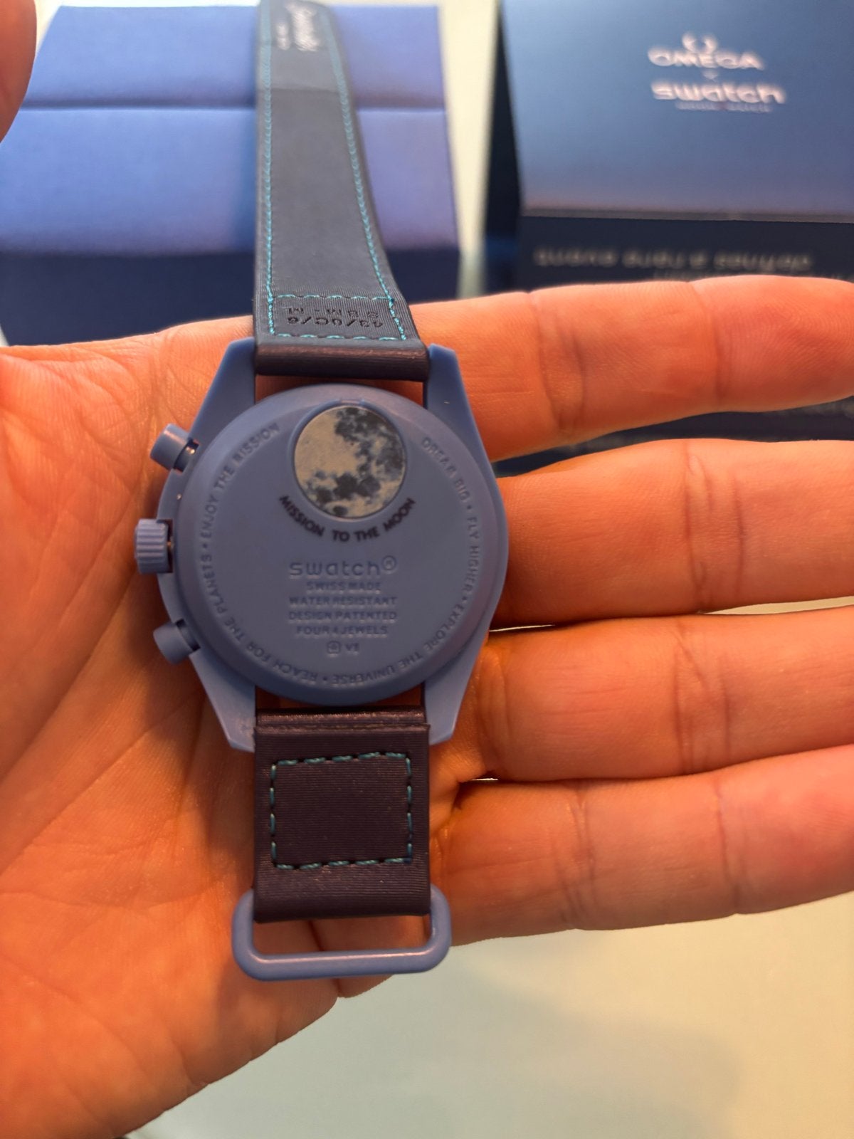 Swatch Omega Moonswatch Mission to the SUPER BLUE MOONPHASE, Sieraden, Tassen en Uiterlijk, Kunststof, Polshorloge, Nieuw, Ophalen of Verzenden