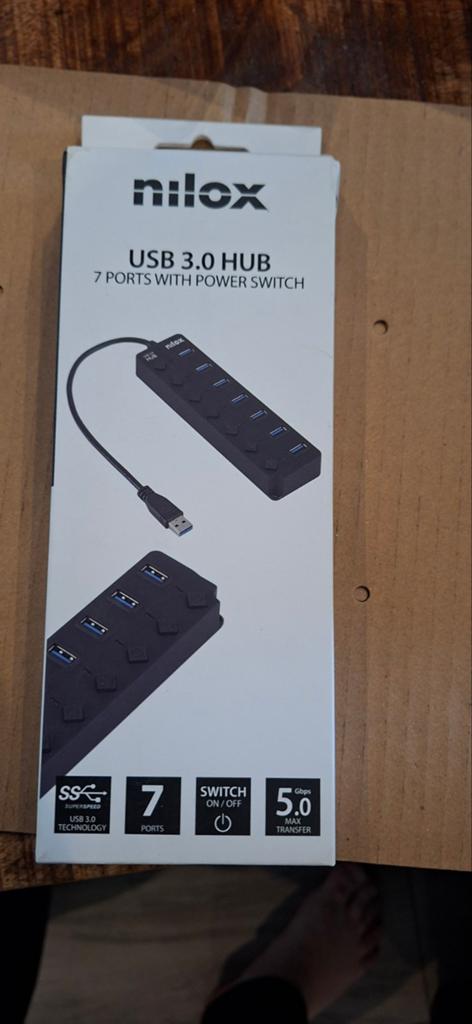 Nilox USB 3.0 Hub - 7 poorten met aan/uit-schakelaar, Ophalen of Verzenden, Nieuw, Nilox