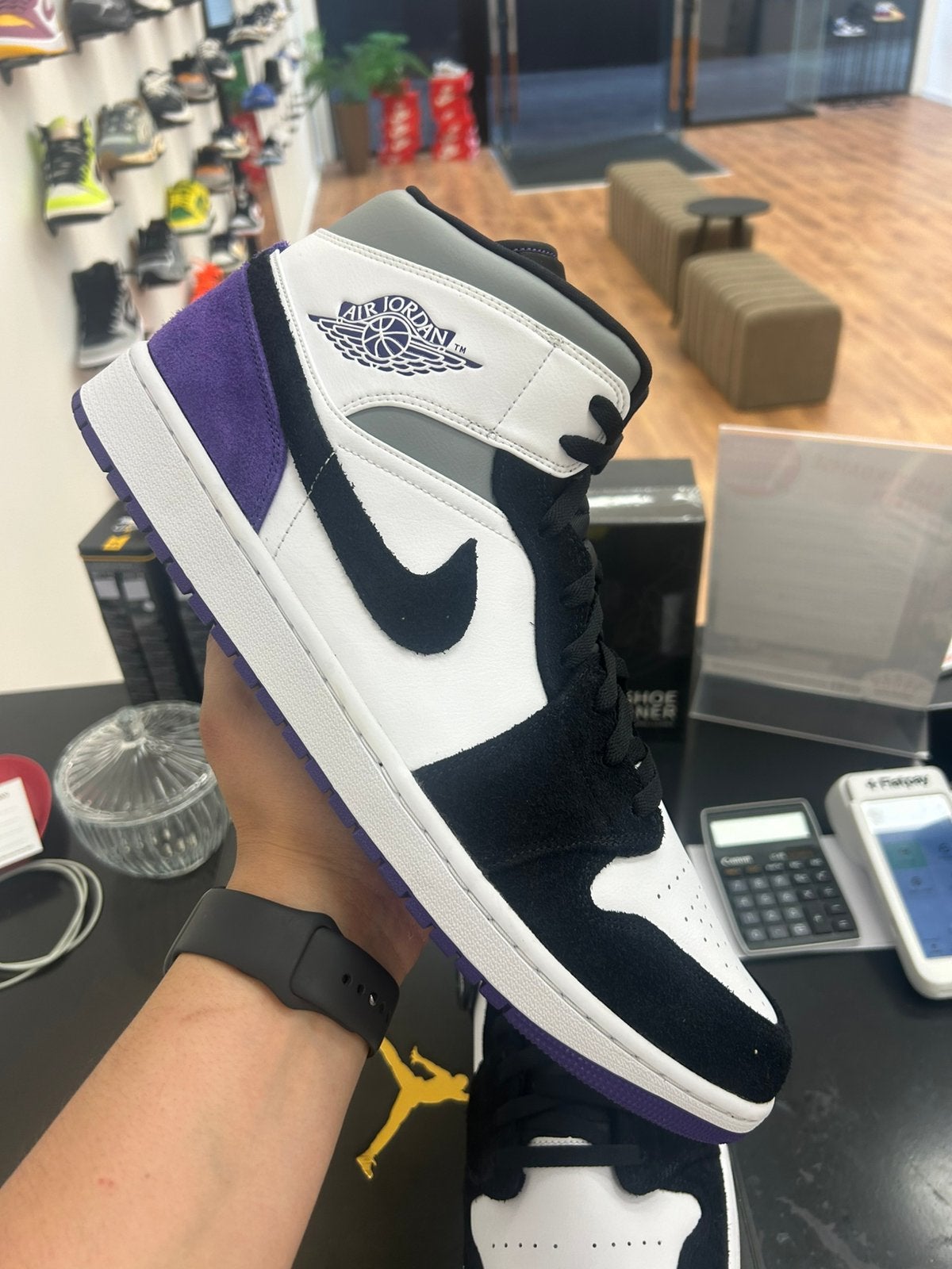 Air Jordan 1 Mid Purple (GS) – Maat 51.5, Overige kleuren, Nieuw, Ophalen of Verzenden, A