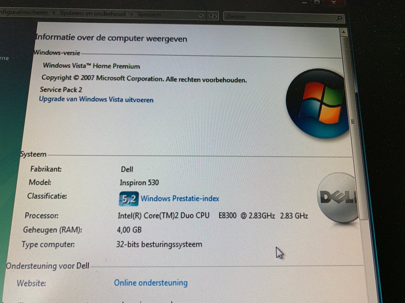 Desktop computer PC Dell Inspiron 530, Ophalen, Gebruikt, 4 GB