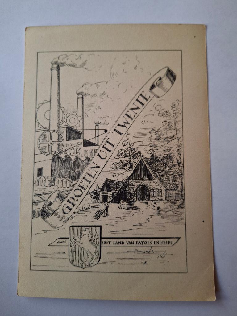 Prent kaart Twente jaren 20, Verzamelen, Foto's en Prenten, Ophalen of Verzenden, Zo goed als nieuw, Voor 1940, Prent