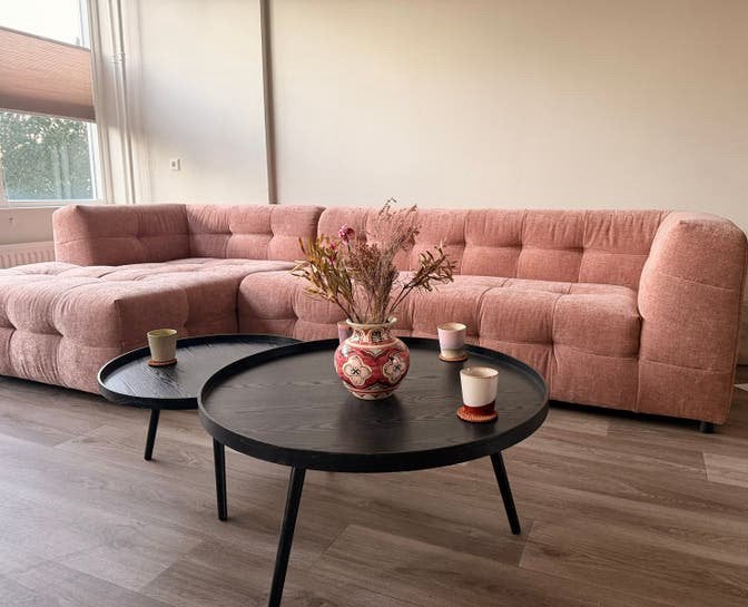 Woood Salontafel Mesa set - Zwart, met lichte gebruikersspor, Ophalen, Gebruikt, Rond, 50 tot 100 cm
