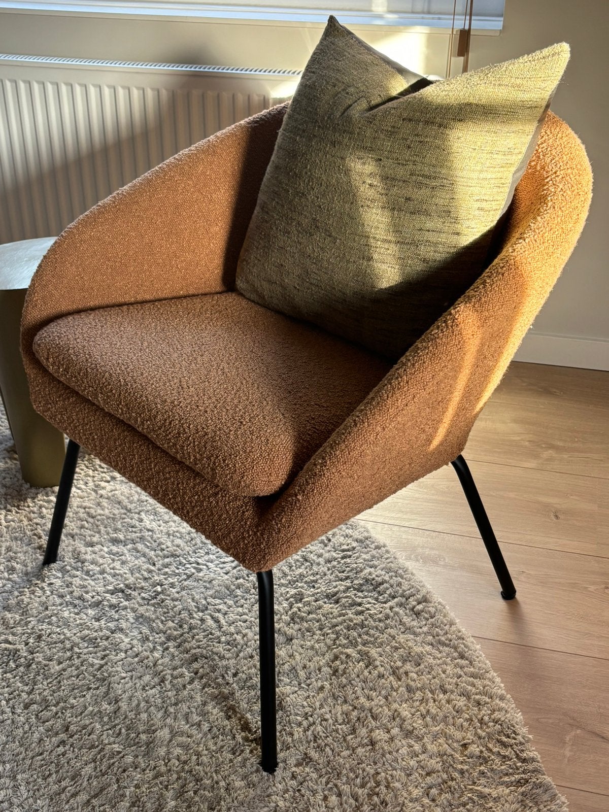 WOOOD Fauteuil Ditte cognac, Ophalen, Zo goed als nieuw, 75 tot 100 cm, 50 tot 75 cm