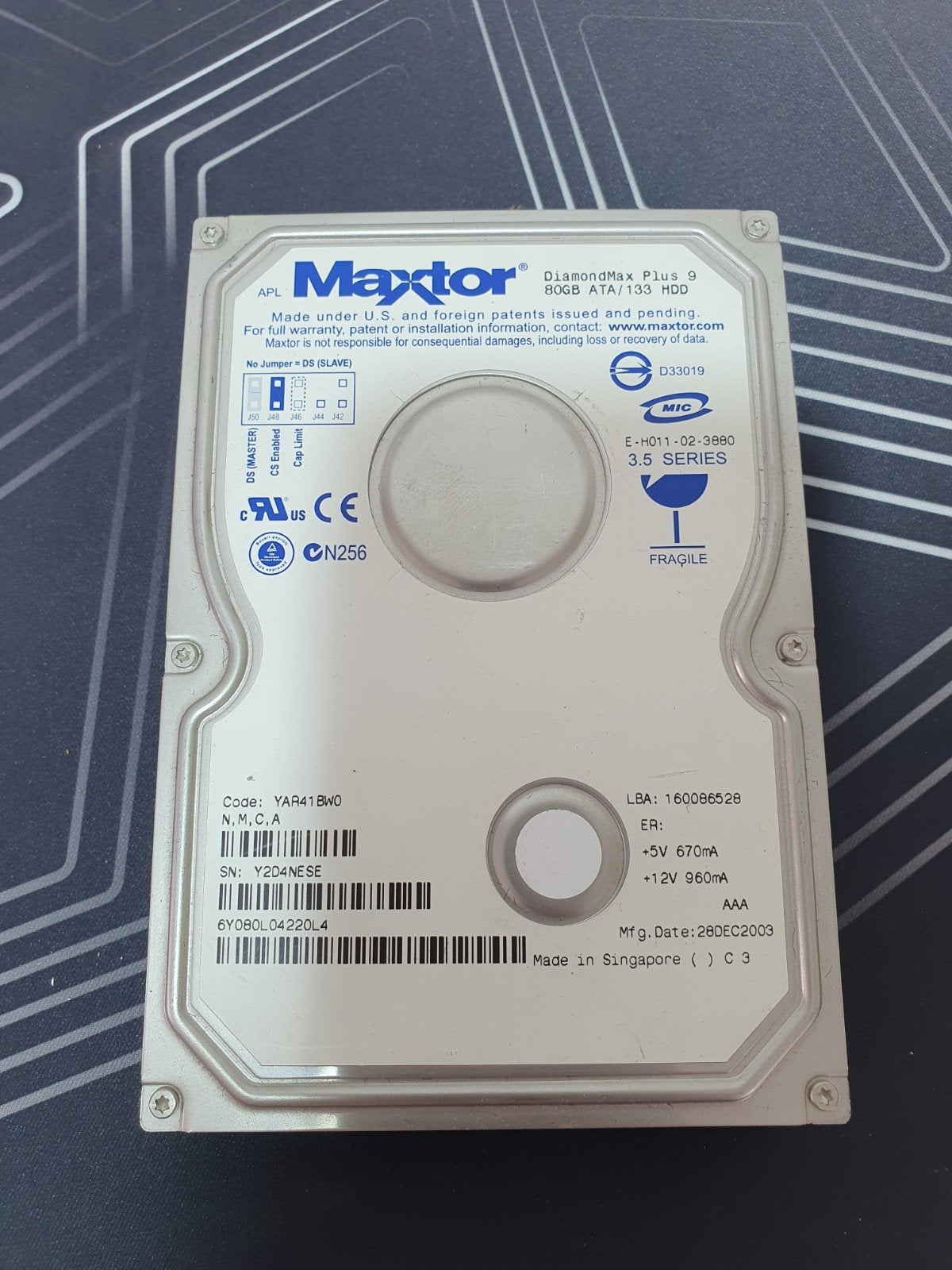 Maxtor DiamondMax Plus 9 80GB harde schijf – 3.5" IDE (PATA), Maxtor, Intern, Gebruikt, .