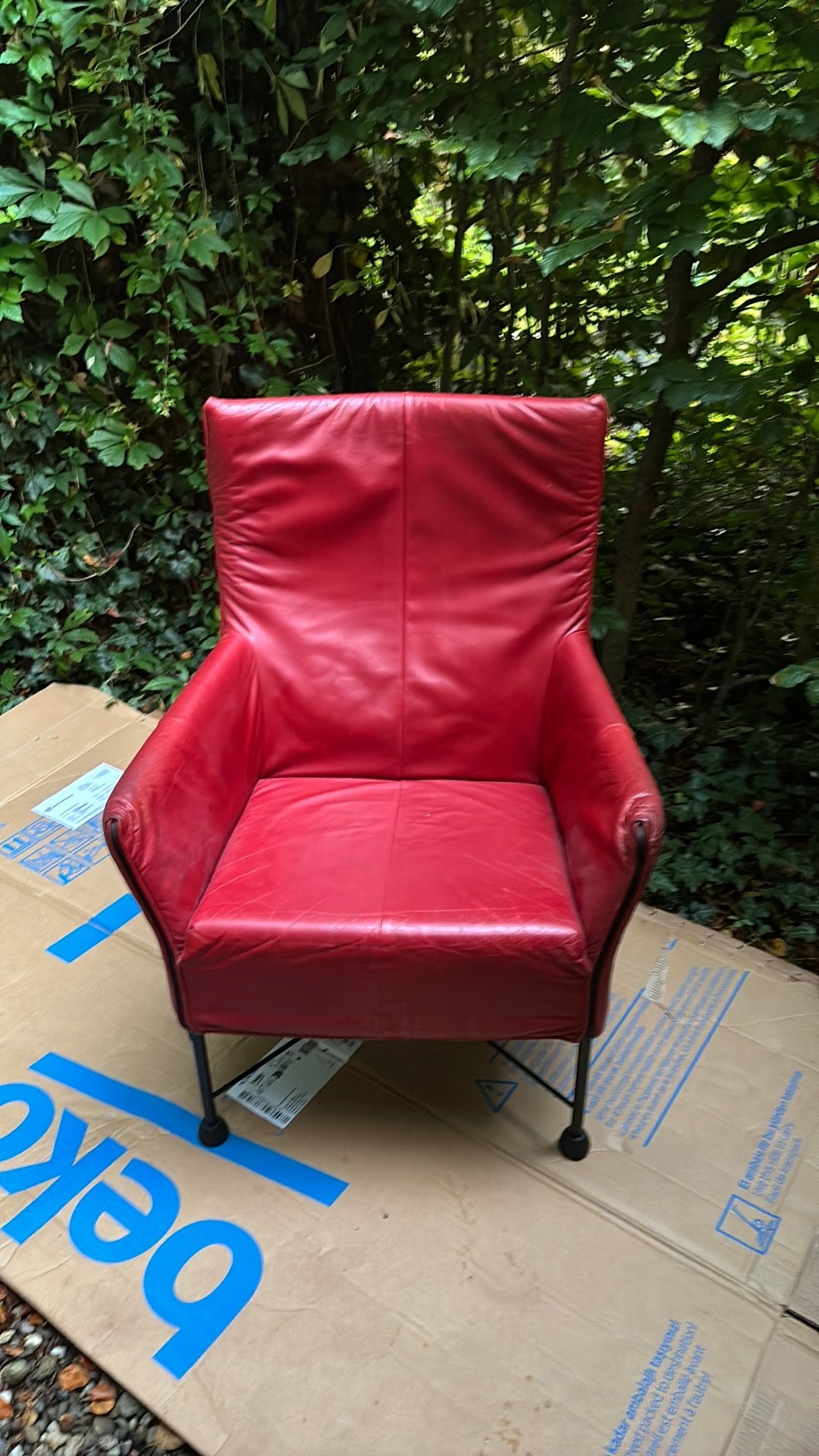 Montis charley rood leer design fauteuil, Ophalen of Verzenden, Zo goed als nieuw, 50 tot 75 cm, Leer