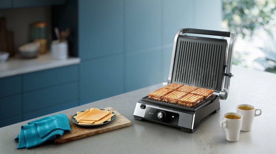 Philips Avance Collection Grill HD6370/90 - Tafelgrill, Witgoed en Apparatuur, Grillplaten, Gebruikt, Tafelgrill, Vaatwasmachinebestendig
