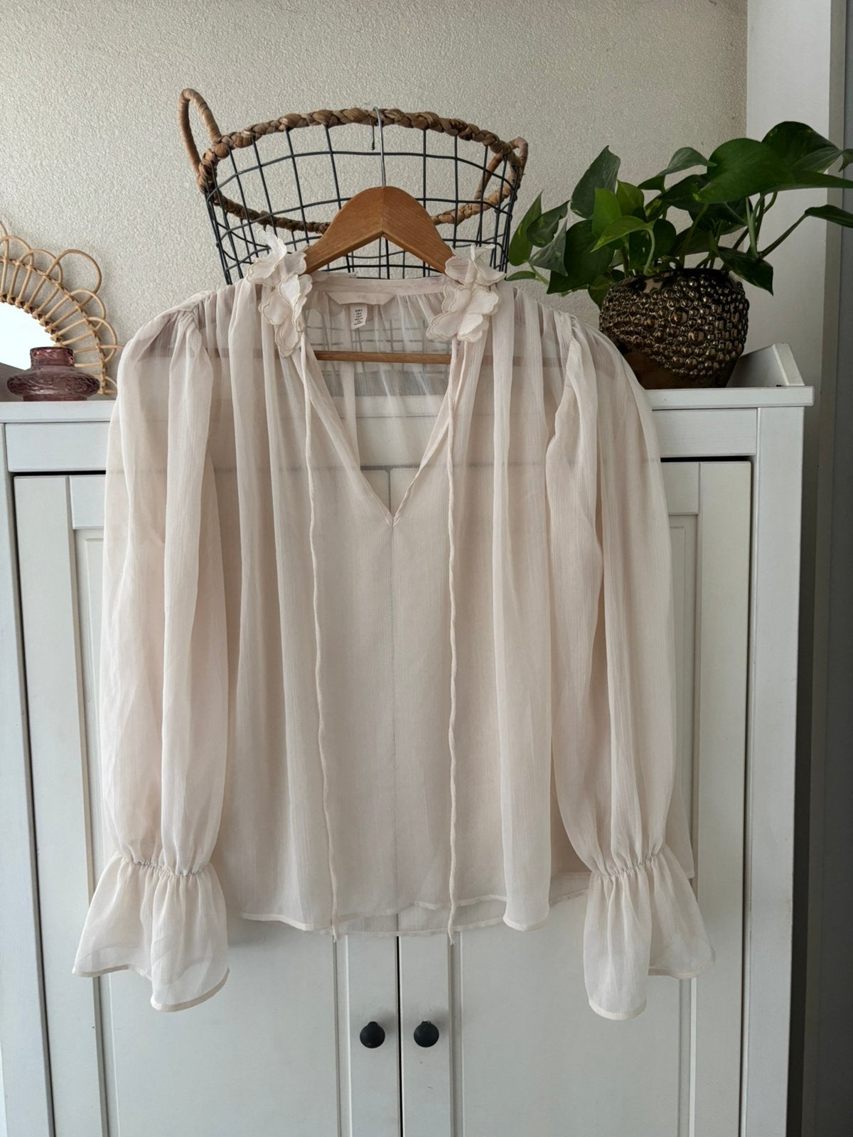 H&M blouse maat S, Kleding | Dames, Blouses en Tunieken, Ophalen of Verzenden, Zo goed als nieuw, Maat 36 (S), Beige