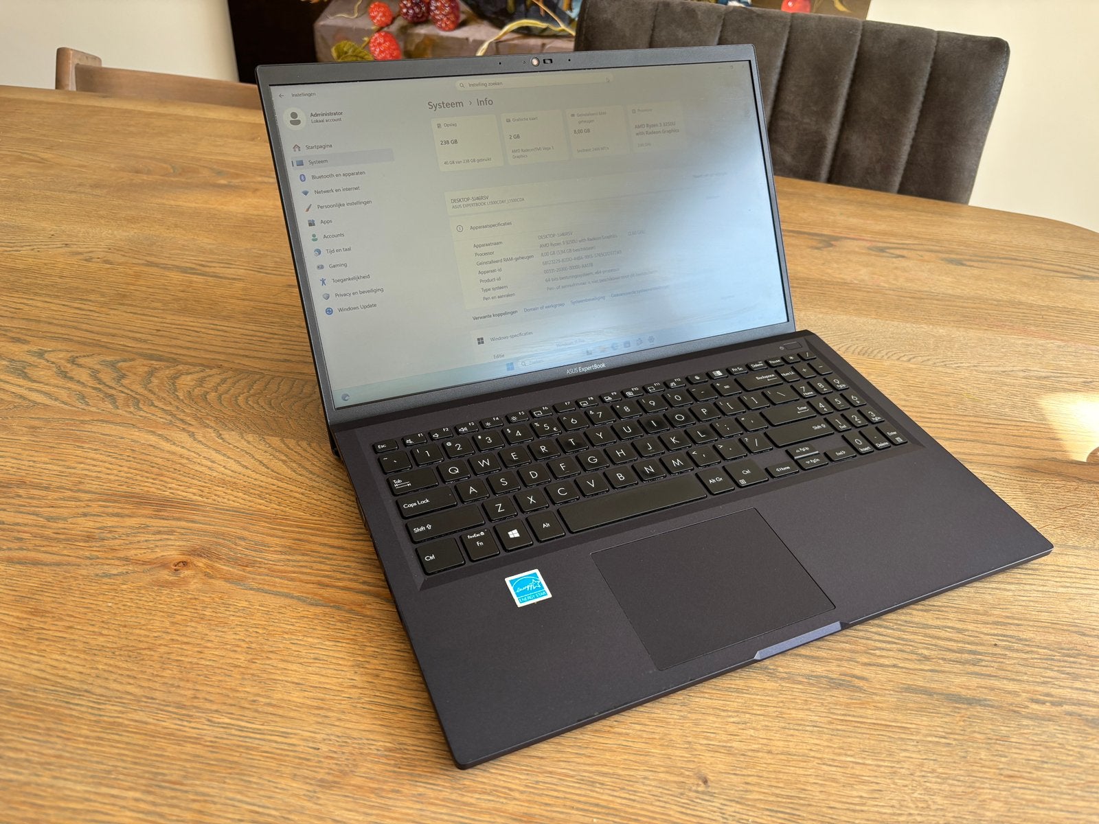 Asus Expertbook (Ryzen3/8GB/256GB/win11), Ophalen, Zo goed als nieuw, 15 inch, 2 tot 3 Ghz