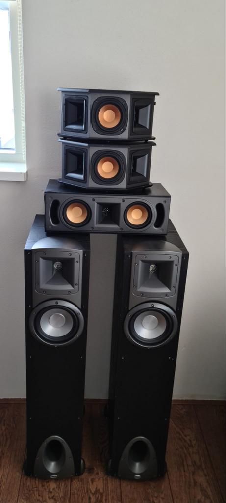 Klipsch F1 speakers met surround RS-10 speakers, Gebruikt, Complete surroundset, Minder dan 60 watt, Ophalen