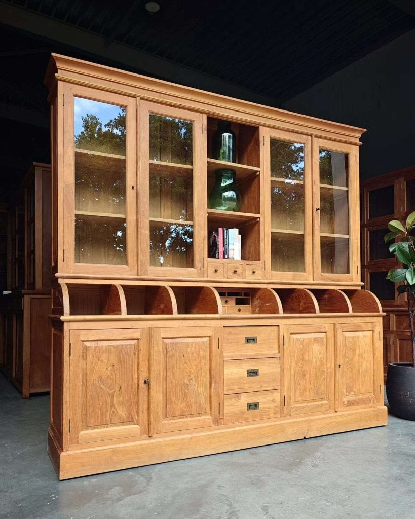Grote teakhouten grutterskast | Apothekerskast teak #0607, Gebruikt, -, 200 cm of meer, -
