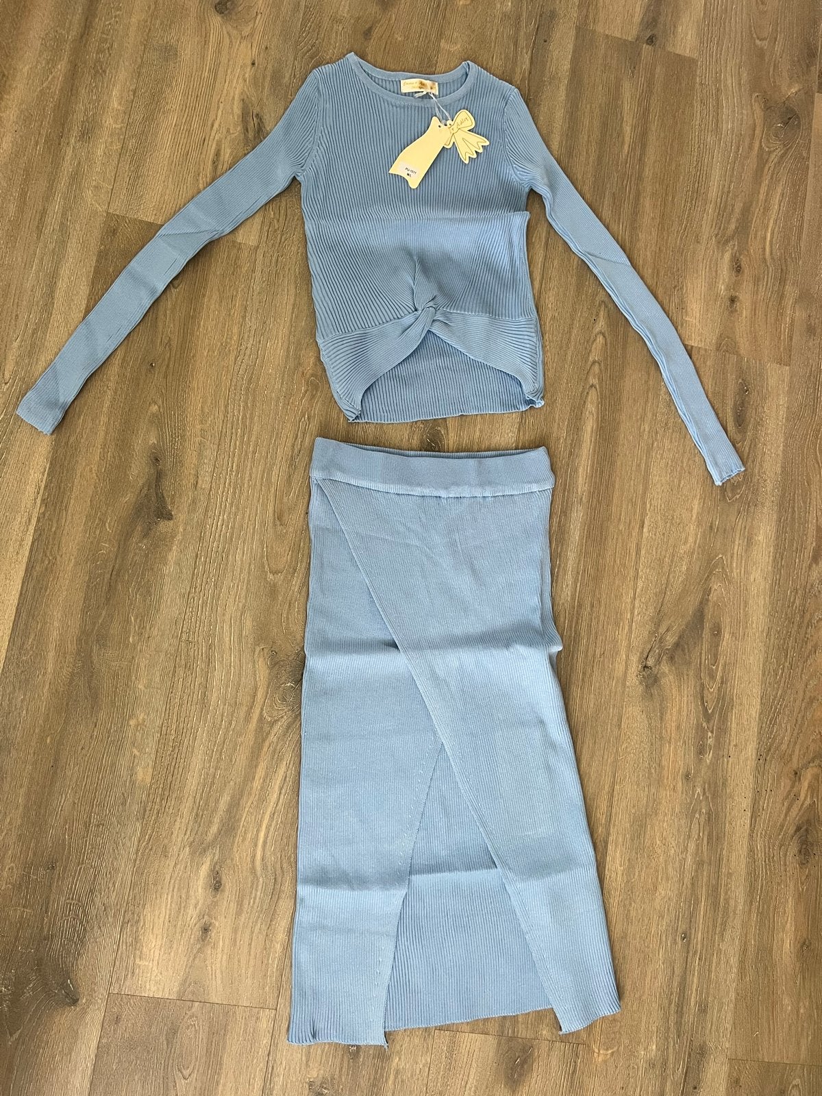 Emma & Ashley Design Geribbelde Set - Lichtblauw, Maat 38/40 (M), Blauw, Nieuw, Ophalen of Verzenden
