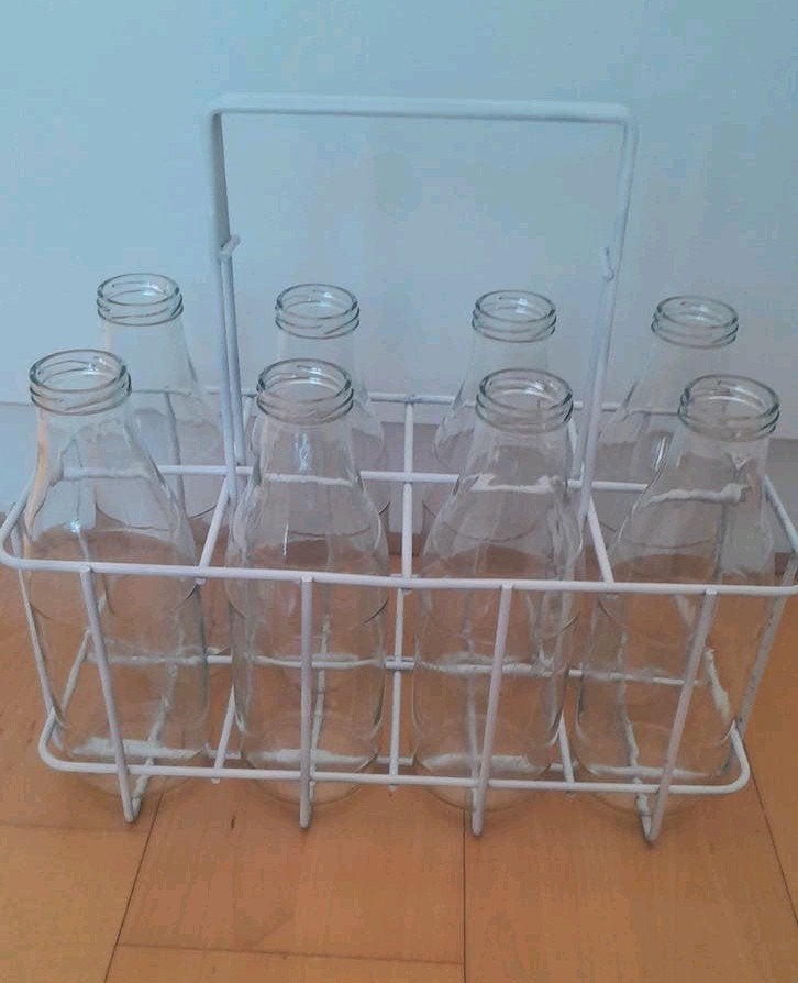 Flessenrek met 8 melk flessen, Ophalen of Verzenden