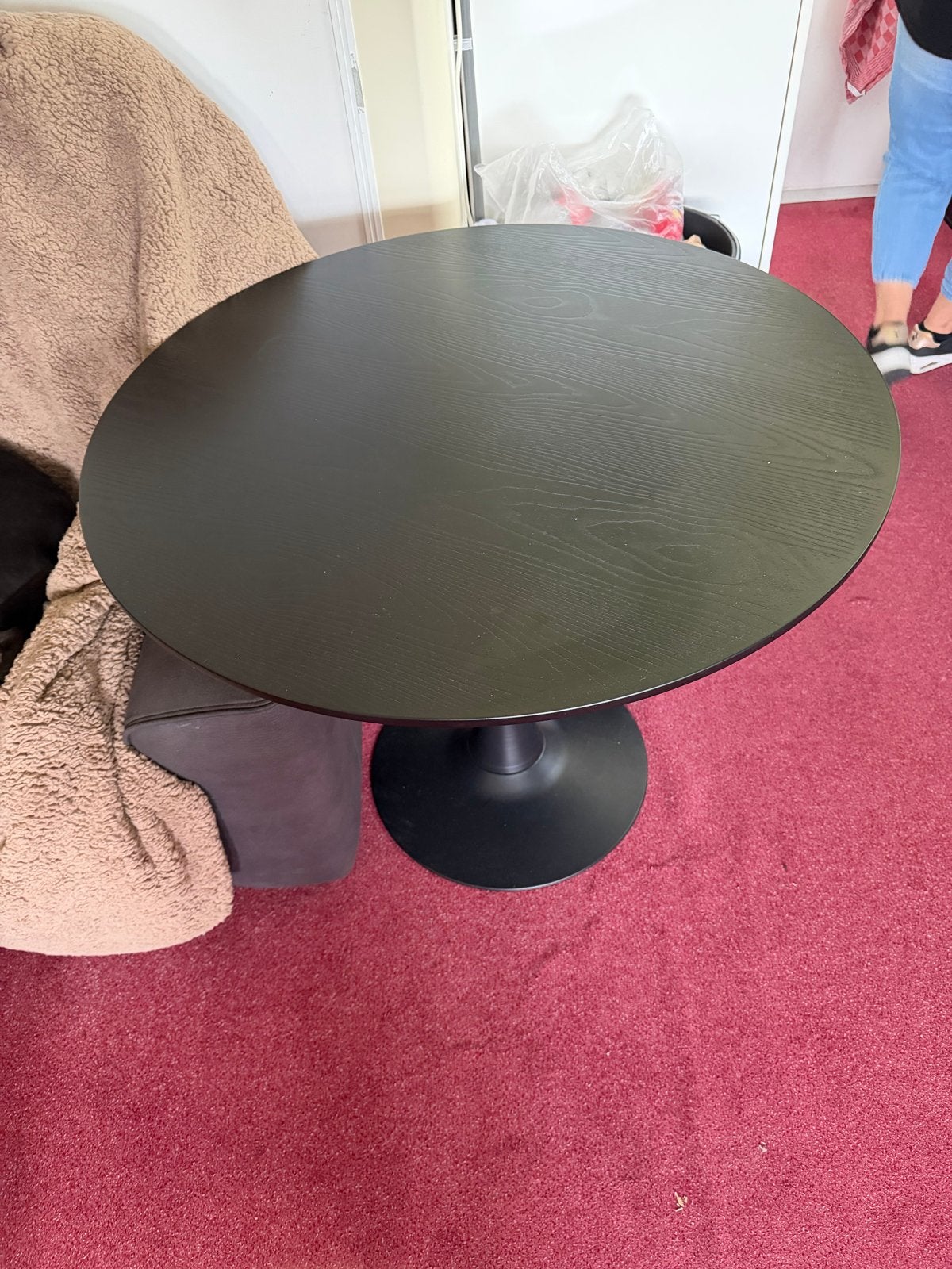 Moderne ronde tafel - Zwart, Ophalen, Gebruikt, Rond, Houten blad met stalen poot