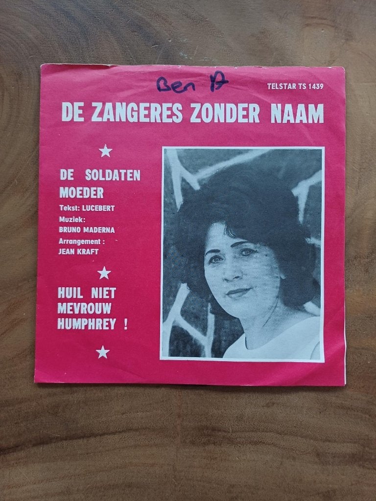 De Zangeres Zonder Naam - De Soldaten Moeder - Single -Vinyl, Gebruikt, 7 inch, Ophalen of Verzenden, EP