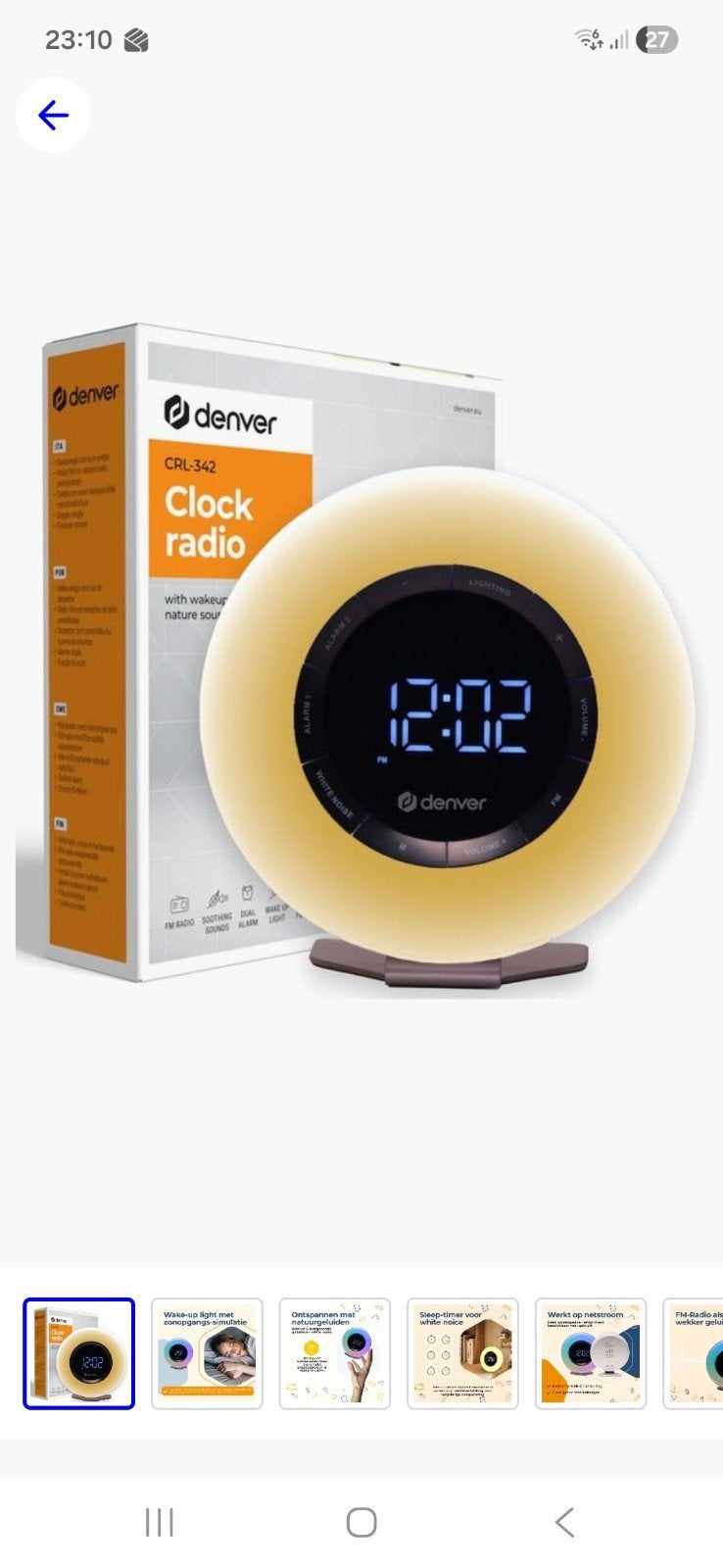 Denver CRL-342 Wekker Radio met Wake-up Light, Ophalen of Verzenden, Zo goed als nieuw, Digitaal