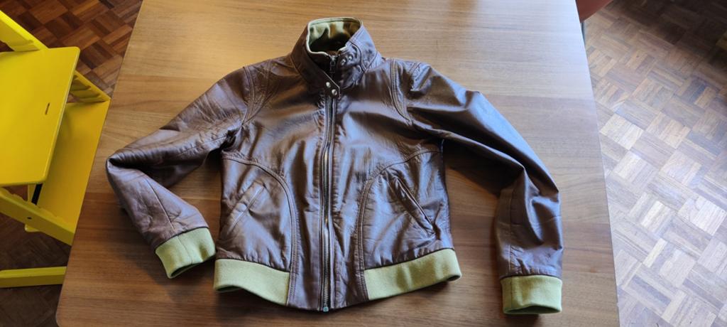 Chyston Leren Jas - Bruin (Maat S), Kleding | Dames, Jassen | Zomer, Bruin, Ophalen of Verzenden, Maat 36 (S), Chyston
