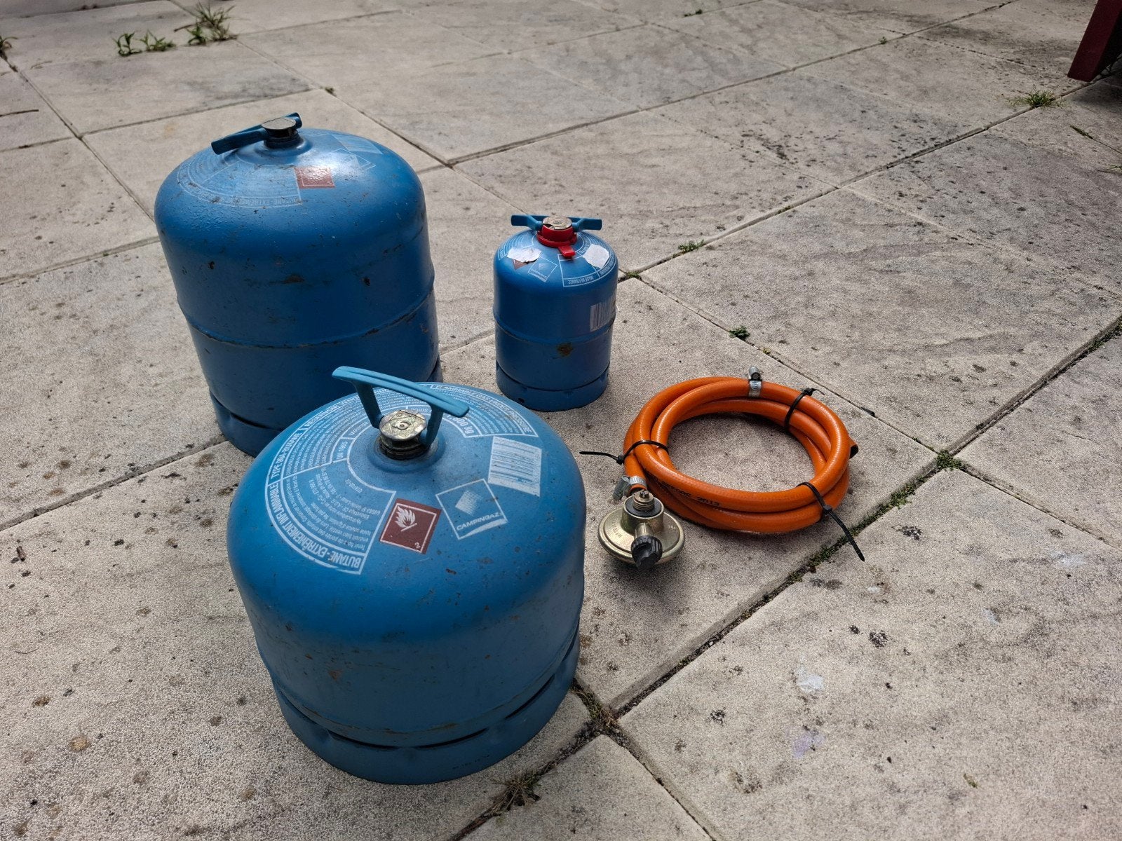 Gasflessen met slang en drukregelaar, Ophalen of Verzenden, Gebruikt