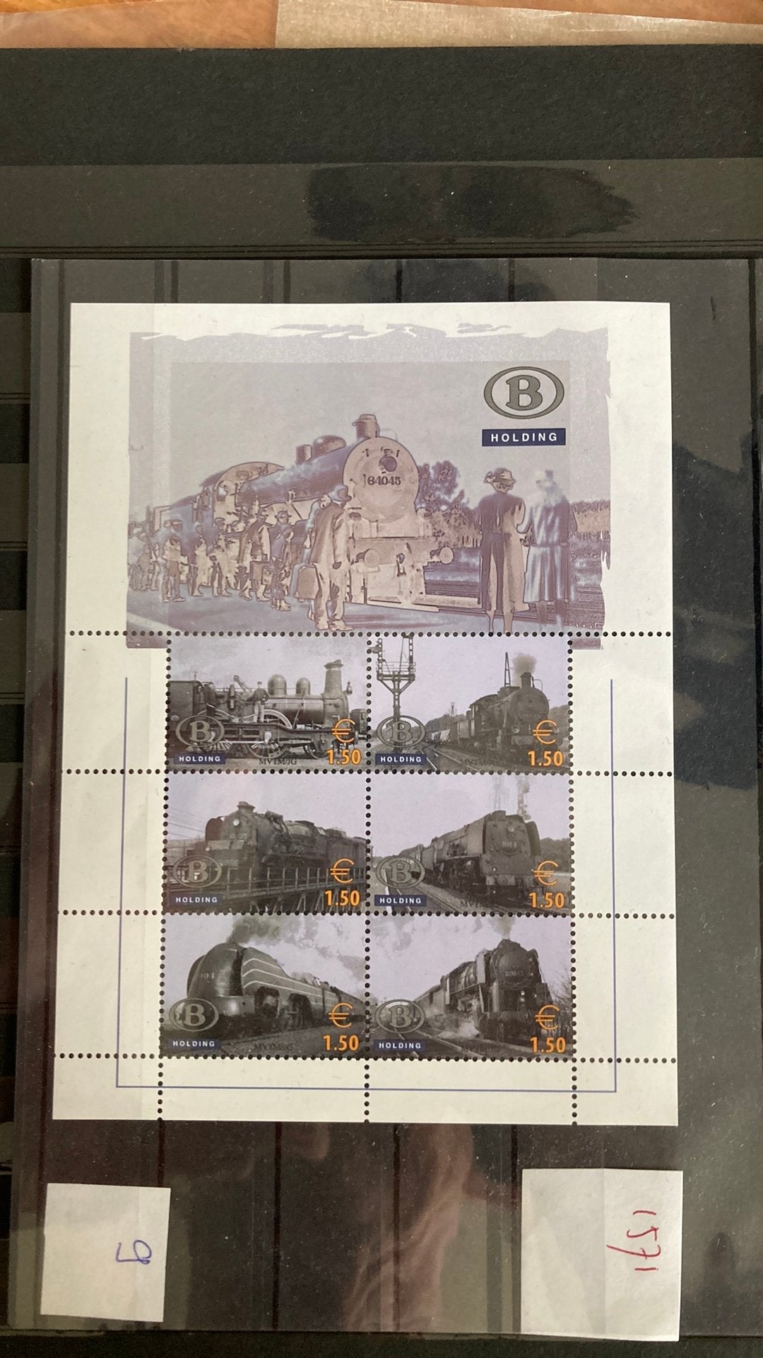 België spoorweg blok 9 trein post fris/1571 A, Ophalen of Verzenden