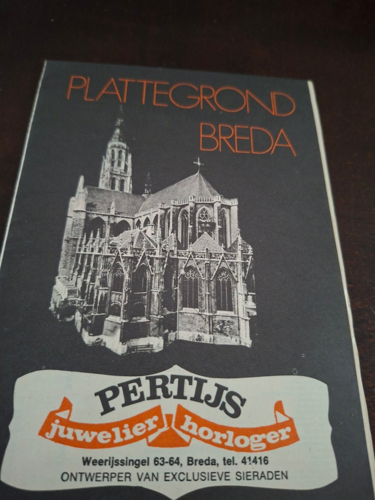 Plattegrond Breda - Pertijs Juwelier Horloger, Gelezen, Ophalen of Verzenden, Landkaart, 1800 tot 2000