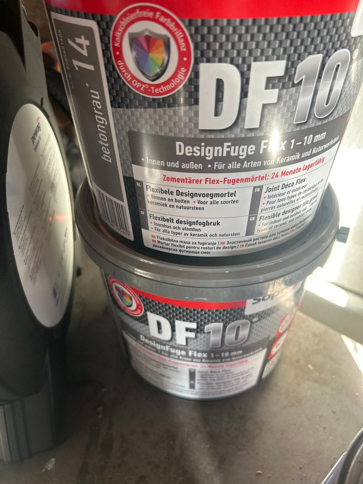 2x Sopro DF 10 DesignFuge Flex Betongrau 14 - 5 kg emmers, Doe-het-zelf en Verbouw, Ophalen, Nieuw, Overige materialen, Overige typen