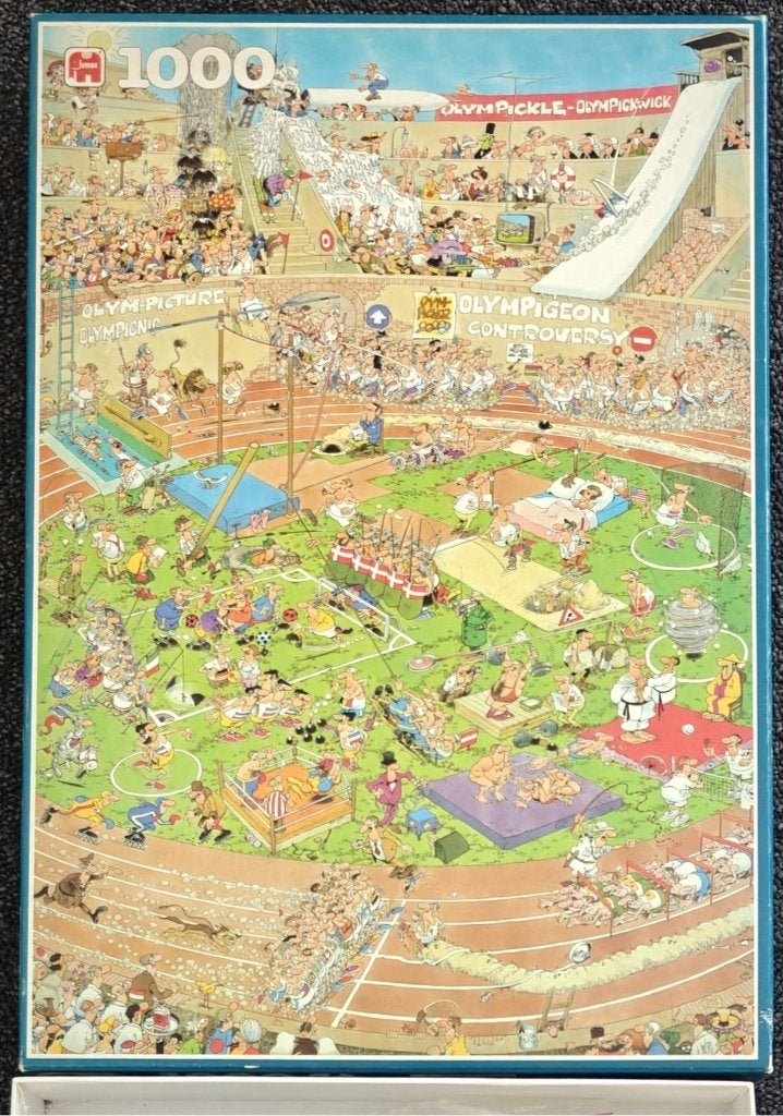 Puzzel Jan van Haasteren, "olympische spelen", Ophalen of Verzenden, 500 t/m 1500 stukjes, Gebruikt, Legpuzzel