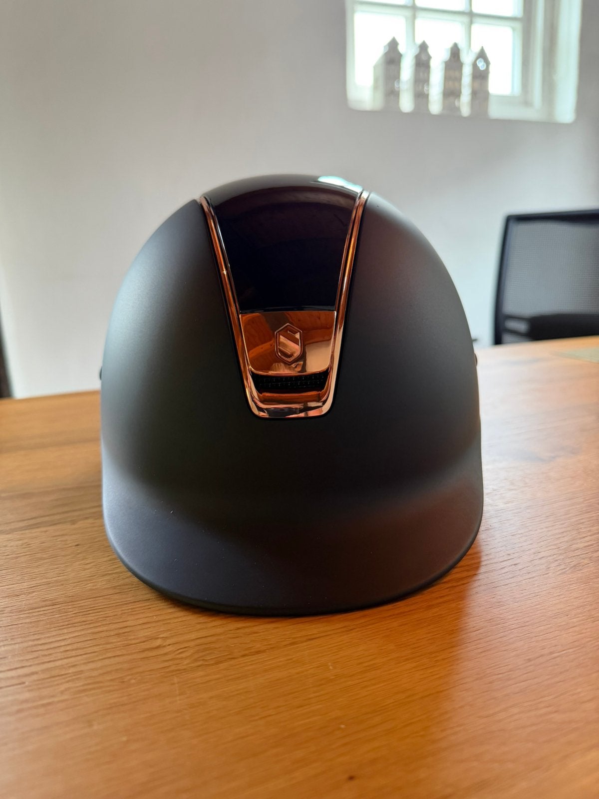 Samshield cap, blauw mat en hoogglans rose gold, 3x gedragen, Dieren en Toebehoren, Ophalen of Verzenden, Zo goed als nieuw, Dressuur
