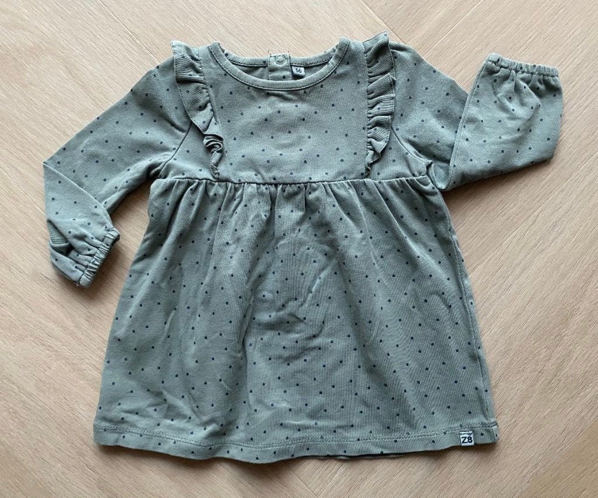 Z8 jurkje Kailani groen met stippen maat 56 | babykleding, Ophalen of Verzenden, Zo goed als nieuw, Meisje, Jurkje of Rokje