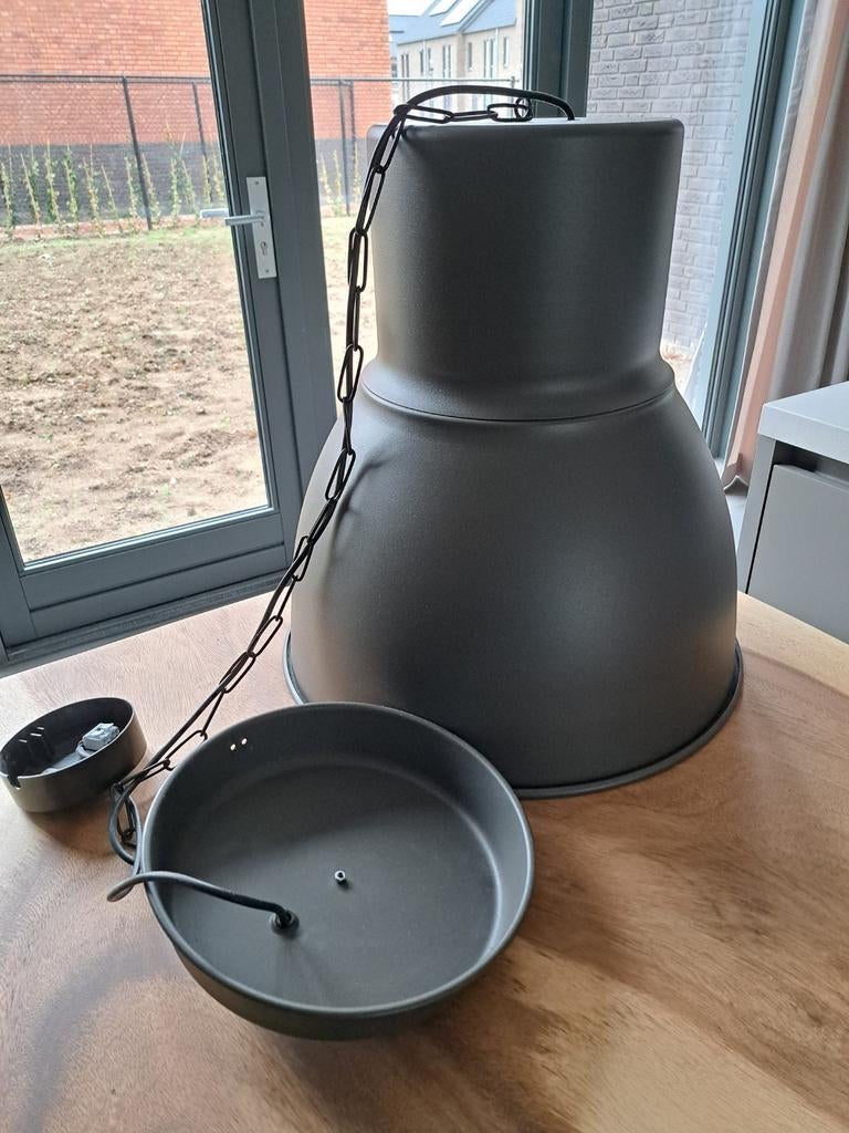 Antraciet hanglamp 47 cm industrieel IKEA Hektar donkergrijs, Ophalen, Zo goed als nieuw, Metaal