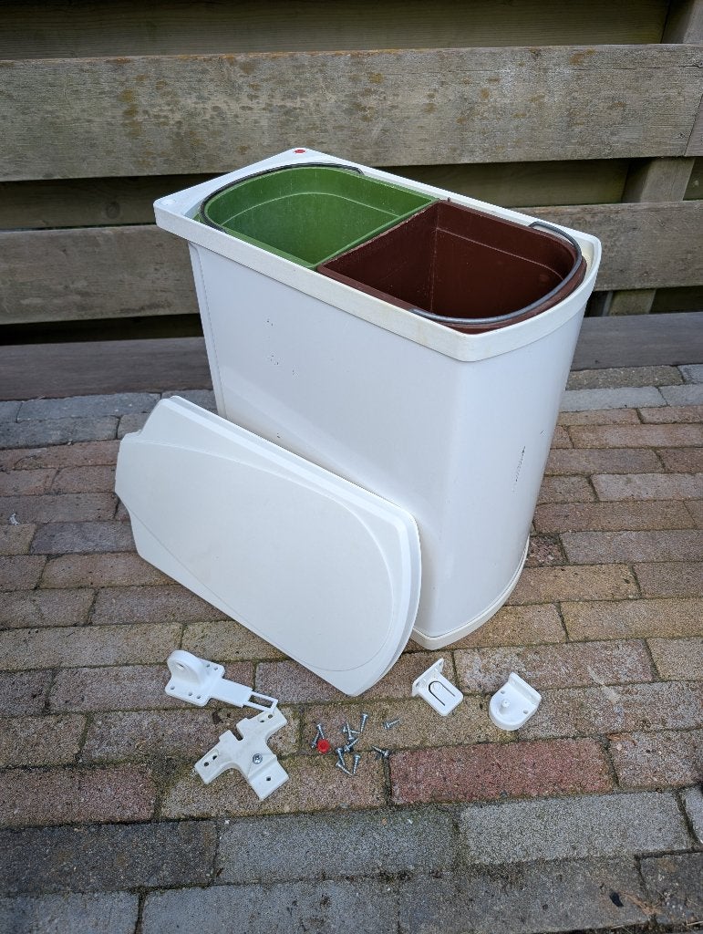 Hailo Duo afvalemmer wit voor draaideurkast, Huis en Inrichting, Woonaccessoires | Prullenbakken, Kunststof, Gebruikt, Ophalen of Verzenden