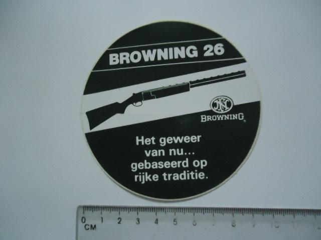 sticker oud Browning 26 jacht jager wild schietsport retro, Verzenden, Zo goed als nieuw, Bedrijf of Vereniging
