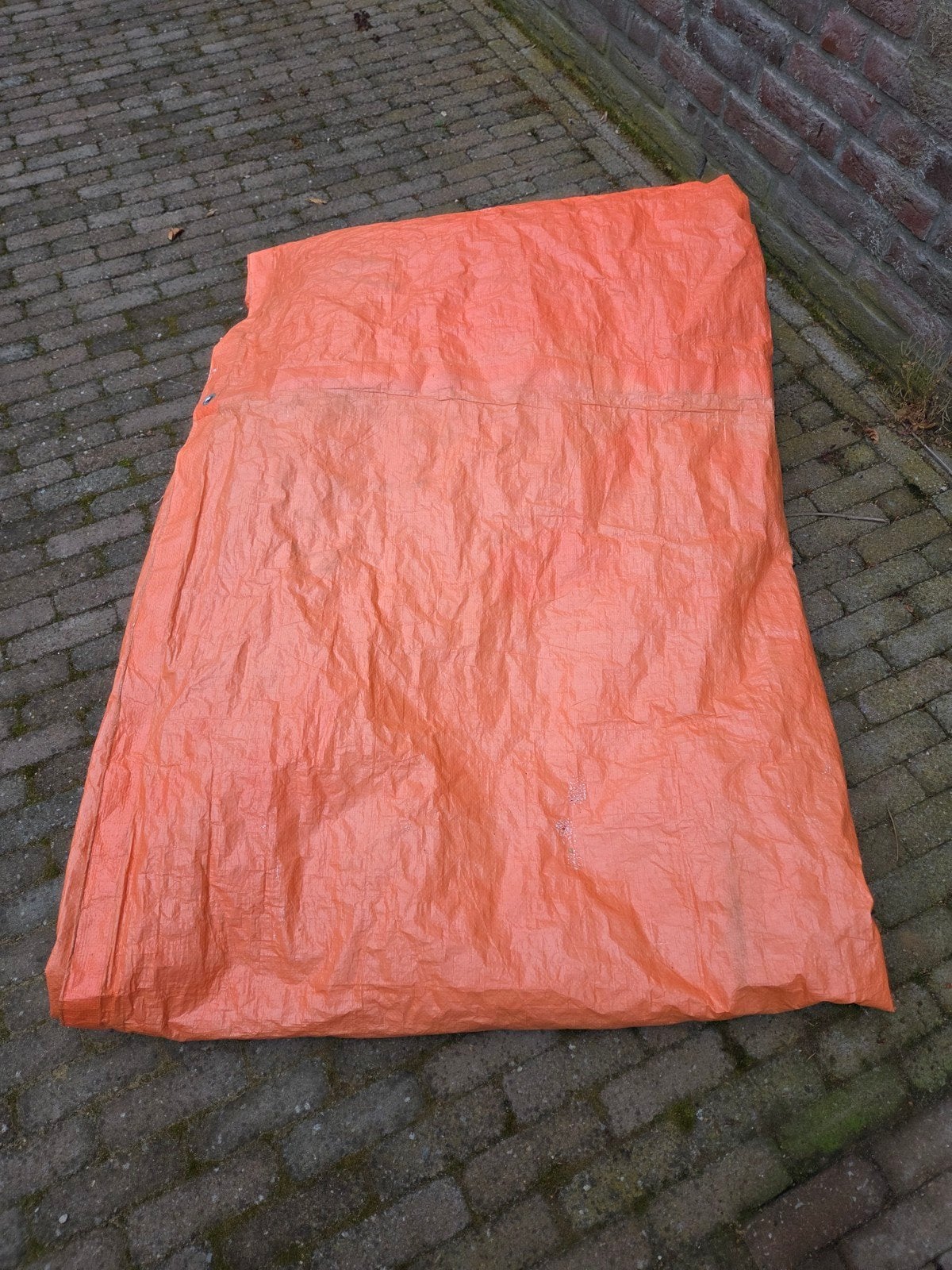 Afdekzeil oranje, Doe-het-zelf en Verbouw, Zeil en Folie, Ophalen of Verzenden, Gebruikt, 15 m² of meer, Zeil