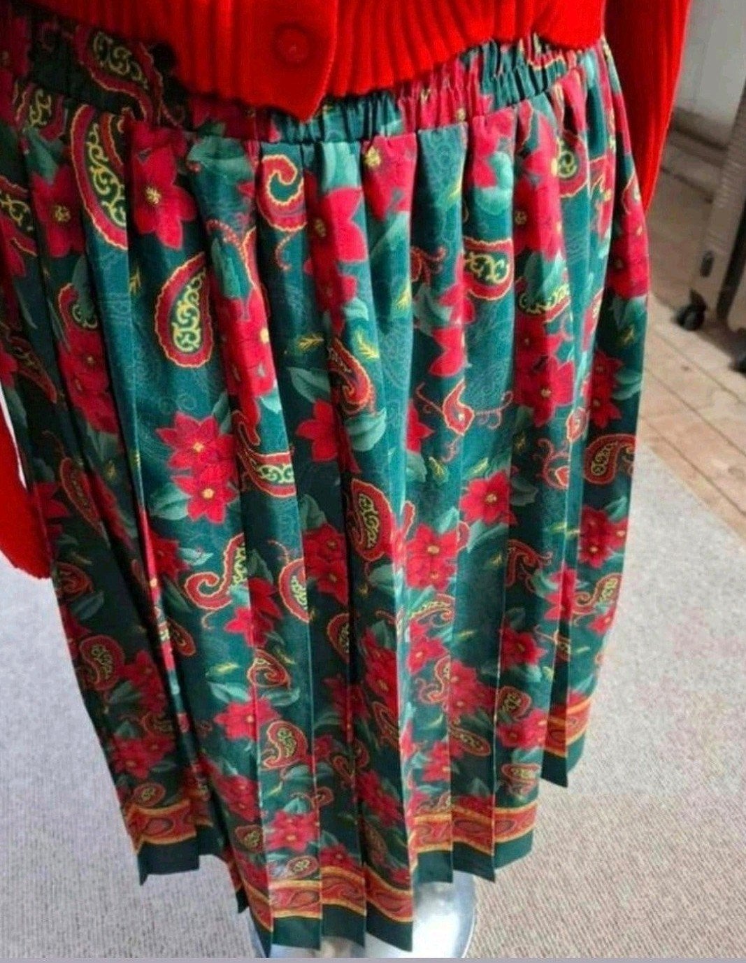 Vintage Leslie Fay Midi Rok - Bloemen & Paisleyprint, Maat 38/40 (M), Meerkleurig, Ophalen of Verzenden, Leslie Fay