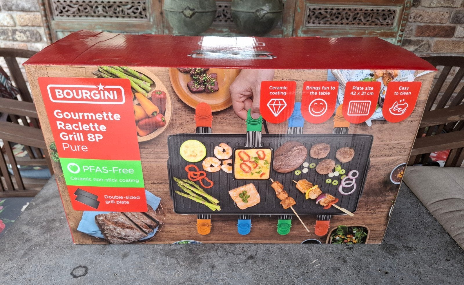 Dubbelzijdige grill~bakplaat gourmet, raclette van Bourgini., Witgoed en Apparatuur, Gourmetstellen, Ophalen of Verzenden, Zo goed als nieuw