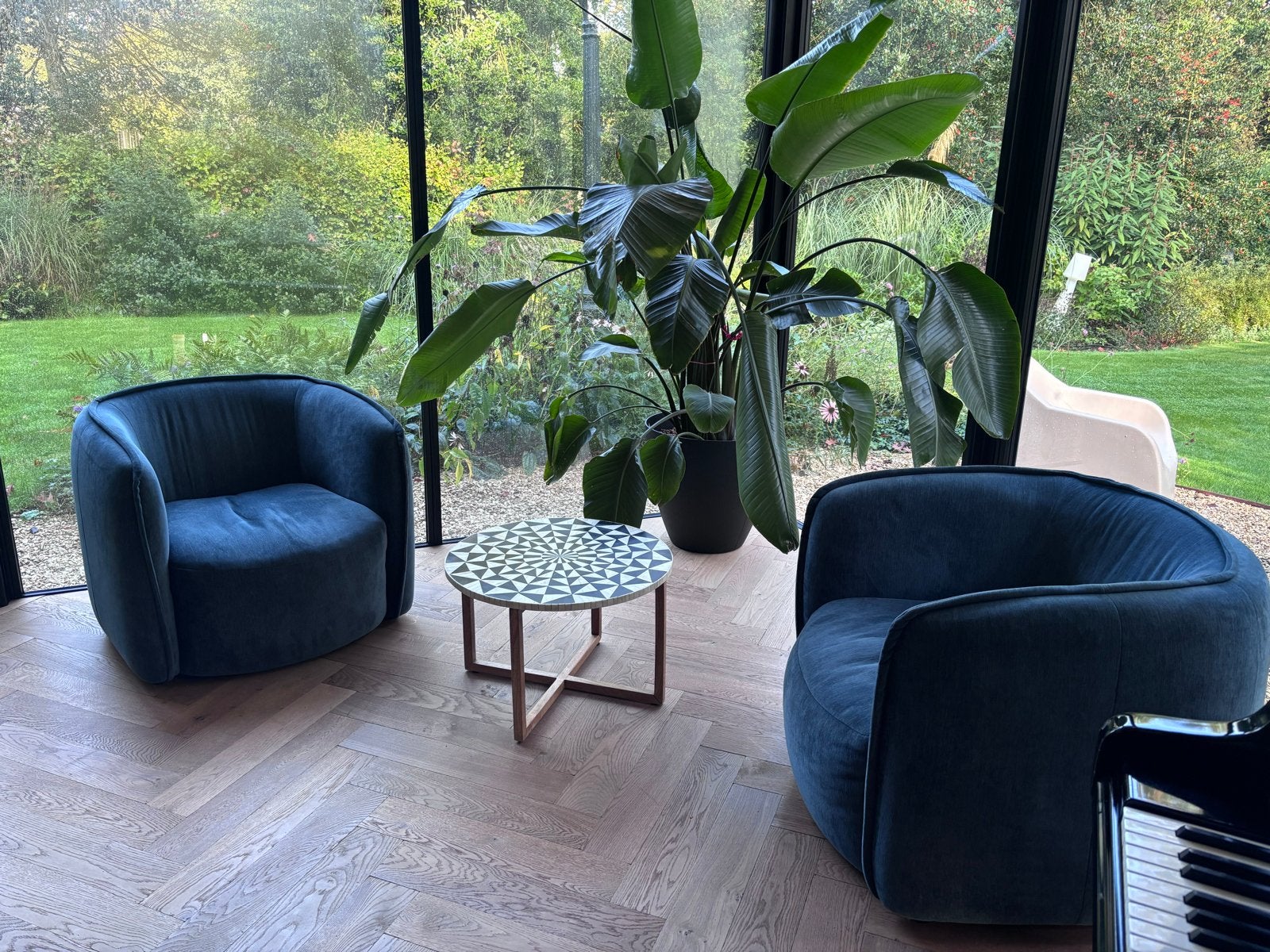 2x Clubfauteuils buitenkans!, Twee, Blauw, Ophalen of Verzenden, Zo goed als nieuw