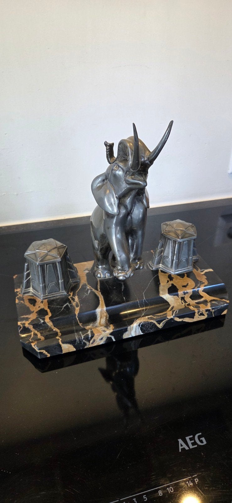 Antieke Art Deco inktstel met olifant, gesigneerd Chernia, Antiek en Kunst, Ophalen of Verzenden