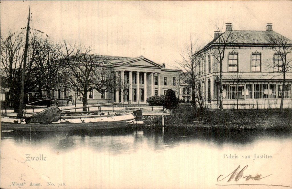 Zwolle - paleis van Justitie - Vivat 728, Verzamelen, Ophalen of Verzenden, Voor 1920, Gelopen, Overijssel