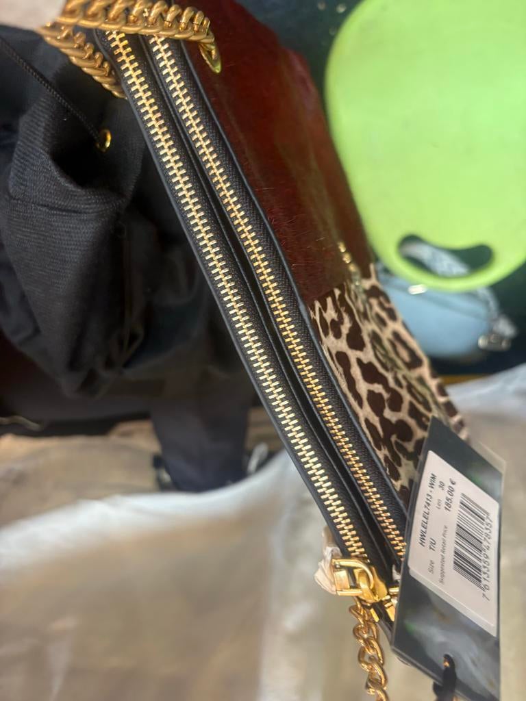Guess tas met luipaardprint en gouden ketting, Ophalen of Verzenden, Nieuw, Zwart, Schoudertasje