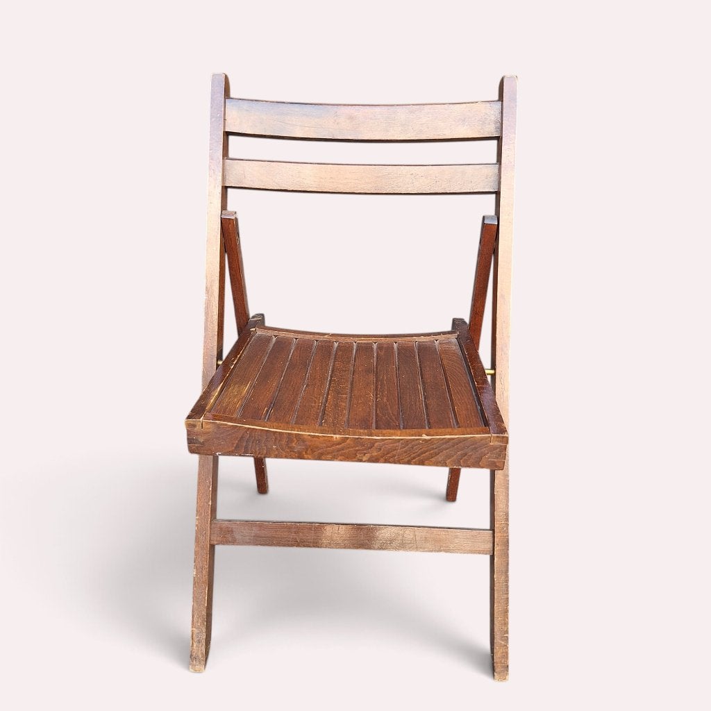 Vintage houten klapstoel, Ophalen, Gebruikt, Bruin, Onbekend