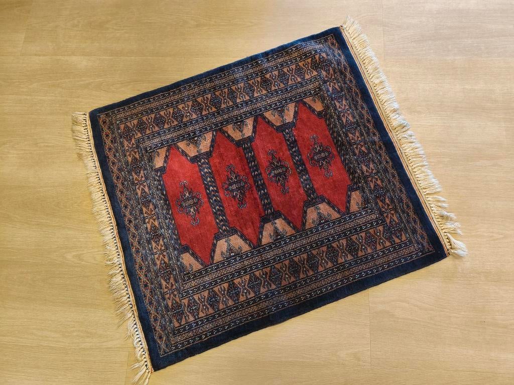 Perzisch handgeknoopt tafel kleed tapijt 90x80, 50 tot 100 cm, Perzisch, Zo goed als nieuw, Rechthoekig